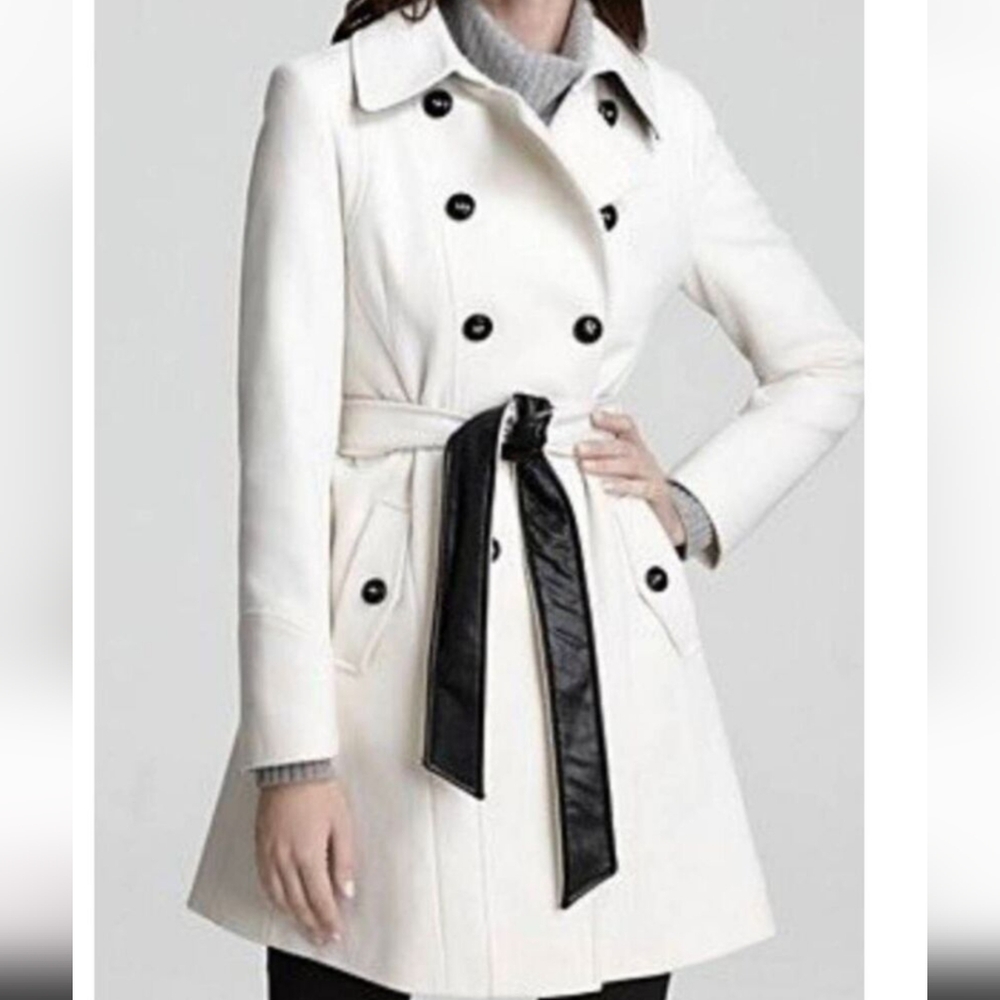 Vintage DKNY white with black and white belt peacoat size 6 - Picture 15 of 15